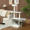 SKYONE White 3-Tier Cat Tree With Litter Box Enclosure, Scratching Posts, Climbing Platform & Top