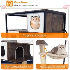 Cat Litter Box Enclosure, Hidden Litter Box Cabinet With Condo, Hammock, Scratching Mat & Post, Cat House With Storage Shelves & Wheels -BlueBuffalo Sales Store GUEST 5dec262a be27 453b ad1a 1c16af088b31