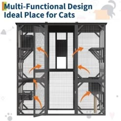 Acekool 70" Walk-In Wooden Outdoor Cat Enclosure With 4 Platforms, 2 Cat Houses, Hammock, Window Passage, 68" X 36.4" X 70" 10 Acekool 70" Walk-In Wooden Outdoor Cat Enclosure With 4 Platforms, 2 Cat Houses, Hammock, Window Passage, 68" X 36.4" X 70" -BlueBuffalo Sales Store GUEST 5e063e94 e1bc 4a9e aa13 2b12bd3acf42