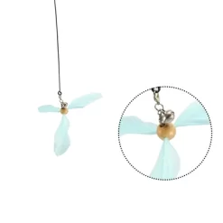 Unique Bargains Cat Teaser Windmill Style Handheld With Bell Blue
