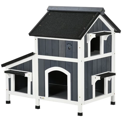 Outdoor Cat House With Weather-resistant Roof & Garden Bed, Outdoor Cat Shelter Enclosure With Multiple Entrances, Modern Cat Furniture Hideout 9 Outdoor Cat House With Weather-resistant Roof & Garden Bed, Outdoor Cat Shelter Enclosure With Multiple Entrances, Modern Cat Furniture Hideout - Image 9