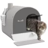 Gulches Light Gray Covered Cat Litter Box With Lid - Indoor Litter Box With Tray, Scoop, And Filter