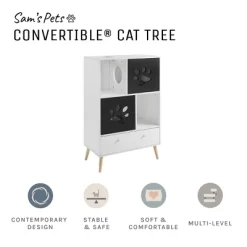 Sam's Pets Convertible 45" Cat Tree Shelf With Drawer In Black And White -BlueBuffalo Sales Store GUEST 5efe9507 054c 4397 ae94 97d7f9e9f2e7