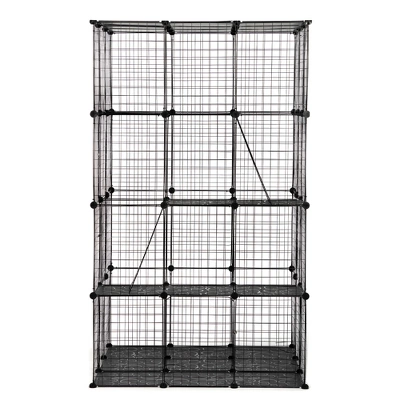 DOMETOUR 3-Tier Wire Cat Cage, Large Kennels Playpen With 3 Platforms, 3 Ramp Ladders And 4 Doors, 42" X 42" X 72", Black 5 DOMETOUR 3-Tier Wire Cat Cage, Large Kennels Playpen With 3 Platforms, 3 Ramp Ladders And 4 Doors, 42" X 42" X 72", Black - Image 5