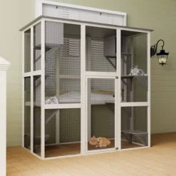 ORRD Gray Wooden Outdoor Cat House With Asphalt Roof, 6 Platforms & 2 Resting Boxes, Apartment-Style Cat Shelter For Balcony Or Patio -BlueBuffalo Sales Store GUEST 605d7376 bd35 464d 8ec5 3068f2dd3d22