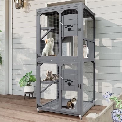 Gulches 48in H X 48in W X 36in D SkyCatio Cat Enclosure Gray 1 Pack Multi Cat Livestock Supplies Product Type 1 Gulches 48in H X 48in W X 36in D SkyCatio Cat Enclosure Gray 1 Pack Multi Cat Livestock Supplies Product Type