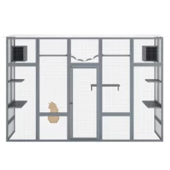 DOMETOUR Wooden Cat Enclosure With 6 Jumping Platforms, 2 Cat Condos, Cat Bridge And Scratching Board 20 DOMETOUR Wooden Cat Enclosure With 6 Jumping Platforms, 2 Cat Condos, Cat Bridge And Scratching Board -BlueBuffalo Sales Store GUEST 6112509b 6bfb 40f0 a1e0 a087568feb35