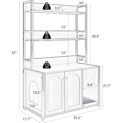 52in Tall Cat Litter Box Furniture, Litter Box Enclosure, 3 Layers Storage Shelf For Most Of Litter-Box, Indoor Cat House Kitty Washroom 1 52in Tall Cat Litter Box Furniture, Litter Box Enclosure, 3 Layers Storage Shelf For Most Of Litter-Box, Indoor Cat House Kitty Washroom