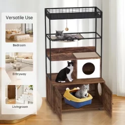 Large Hidden Litter Box Furniture With Shelves Dog Proof Litter Box Wood Cat Tower With Litter Box Enclosure Cat Litter Cabinet With Hammock -BlueBuffalo Sales Store GUEST 624458fa c850 4284 acf8 f66a28187e46
