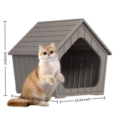 SEVOBAL Pet Crates And Houses Small Wooden Cat House Cozy Sturdy Easy Assembly No Tools Needed For Living Room Bedroom, Brown, 23.43"*22.64"*22.8" 2 SEVOBAL Pet Crates And Houses Small Wooden Cat House Cozy Sturdy Easy Assembly No Tools Needed For Living Room Bedroom, Brown, 23.43"*22.64"*22.8" - Image 2