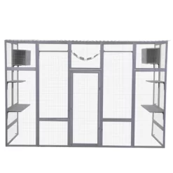 FURNIinspire Pet Crates And Houses Cat Enclosure With Leaping Platforms, Feline Condos, Catwalk, Scratching Panel, Gray, 104.3"*35.4"*72.1" -BlueBuffalo Sales Store GUEST 62a3f1c1 203b 476e 8db2 54c2d08e0d86 1