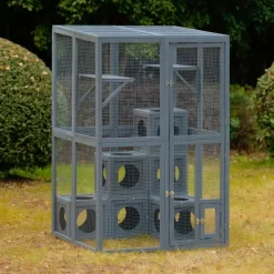 Akoasm 43.3 In. W Outdoor Cat Tree With Double Entrance Door-Gray -BlueBuffalo Sales Store GUEST 62aa4773 21fb 499b 8505 69a099a12b3c