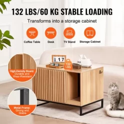VEVOR Cat Litter Box Enclosure, Hidden Litter Box Furniture, Wooden Cat Washroom Indoor With 2 Doors & Study Metal Legs, Cat House Cabinet Hidden -BlueBuffalo Sales Store GUEST 631ee1cd 0828 4558 b7db 33dab2ee34c1