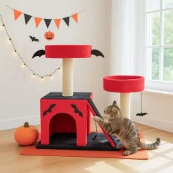 Halloween Gothic Cat Tree With Bat Wings, Spider Toy, Sisal Scratching Posts, Dual Perches & Condo ¨C Dark Red And Black Cat Tower -BlueBuffalo Sales Store GUEST 633a5621 e6fc 4372 8725 18e7d7016bb5