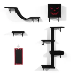 Sevobal Pet Tower 5 PCS Gothic Wall Mounted Cat Furniture, Luxury Cat Wall Furniture Set, Cat Climber, Cat Bridge, Multicolored, 11.8"*7.9"*36.6"
