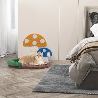 Tangkula Mushroom Cat Bed For Indoor Cats W/ Comfy Napping Bed Sisal Scratching Board 2 Tangkula Mushroom Cat Bed For Indoor Cats W/ Comfy Napping Bed Sisal Scratching Board - Image 2