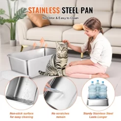 VEVOR Cat Litter Box, 8 Inches Deep, XL Extra Large Stainless Steel Cat Litter Box With Scoop, Wide Filtering Foot Board & High Sides -BlueBuffalo Sales Store GUEST 63a2e26c 8e8e 4ee3 b370 61ee921ead01