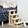 Gulches 25" Cozy 4 - Step Carpeted Pet Stairs: Double As Scratching Post, Beige Comfort For Your Cat