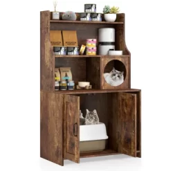 Tangkula Large Wooden Cat Litter Box Enclosure W/ Storage Shelves Condo End Table -BlueBuffalo Sales Store GUEST 6454e8ae af5c 4770 81a2 c92fa0940fde