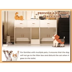 ATJafurn Cat Litter Box Enclosure For 2 Cats, 61.4'' Furniture Style Double Hidden Kitten Litter Box Cat Cabinet With Storage For Large Cats -BlueBuffalo Sales Store GUEST 6474f9ab 8f0b 4857 b8fd 2bee95ed749e