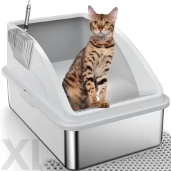JOEJOY Metal Cat Litter Box,Large Stainless Steel Cat Litter Box,High Side,Anti-Leakage,Non-Sticky, Easy Clean,Odorless -BlueBuffalo Sales Store GUEST 648427eb 88d0 40be a05c 7b4c3f07108b