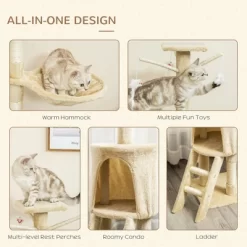 Chery Life 53" Plush Sturdy Interactive Cat Condo Tower Scratching Post Activity Tree House - Beige -BlueBuffalo Sales Store GUEST 649d3428 84cc 4ae8 999f 530d9b24fb16 2