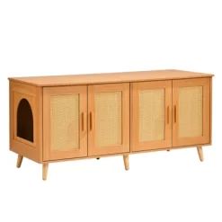 VEVOR Cat Litter Box Enclosure For 2 Cats, Litter Box Furniture Hidden With Rattan Decorated Doors, Wooden Cat Box Cabinet, Natural -BlueBuffalo Sales Store GUEST 64bd558d e82d 4bff 8372 1d1bfc05828a