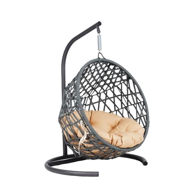OUTSUPPLY Cat Swing Bed With Stand & Cushion, Rattan Wicker Hanging Hammock For Cats And Small Dogs, Indoor/Outdoor 17 OUTSUPPLY Cat Swing Bed With Stand & Cushion, Rattan Wicker Hanging Hammock For Cats And Small Dogs, Indoor/Outdoor - Image 17