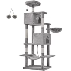 JIONJOY 66" Multi-Level Cat Tree - 2 Large Condos, Sisal Scratching Posts & Hammock, Stable Indoor Cat Tower-Light Grey -BlueBuffalo Sales Store GUEST 6509c924 bd84 4176 b234 a20069fc9958