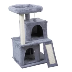 FURNIinspire Pet Tower Double Layer Cat Tree With Cat House And Ladder Light, Modern Cat Furniture, Gray, 19.70"*17.70"*34.00" -BlueBuffalo Sales Store GUEST 6589a269 ac36 4944 994c f01a230e5307