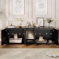 Cat Litter Box Enclosure With Double Room, Modern Hidden Litter Box Cabinet Cat Washroom Furniture For 2 Cats -BlueBuffalo Sales Store GUEST 65cbc457 aa47 4a4a 91e0 50dfd2ea5ca6 1