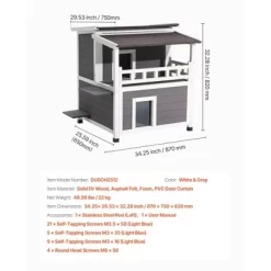 VEVOR Insulated Cat House, 2-Story Wooden Cat Shelter, Foam Insulation, Feral Kitty Shelter With Balcony, Waterproof Cats Condos, White&Grey -BlueBuffalo Sales Store GUEST 65e15f2d 2ade 40a3 bece d6274874ef76