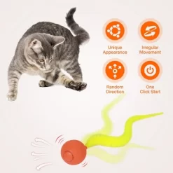All For Paws Allforpaws Interactive Cat Toy Thrill Jumping Ball Cat Toy, Orange