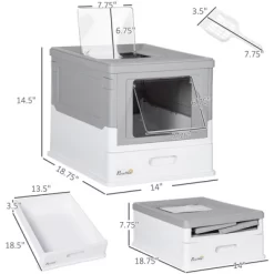 Gulches Fully Enclosed Cat Litter Box,Hooded Cat Litter House With Drawer Type Tray,Foldable Smell Proof Cat Potty,Portable Pet Toilet,Gray -BlueBuffalo Sales Store GUEST 6688fafa df7b 4cd5 94bb a8188032407f