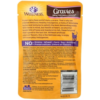 Wellness Pet Gravies With Tuna And Mackerel In Gravy Wet Cat Food - Case Of 24/3 Oz 2 Wellness Pet Gravies With Tuna And Mackerel In Gravy Wet Cat Food - Case Of 24/3 Oz - Image 2
