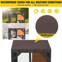 Aivituvin Medium Wooden Outdoor Cat Catio With Wheels| Connecting With Window-AIR22-M -BlueBuffalo Sales Store GUEST 66de5c14 0f6e 4806 935e 4386b3658fab