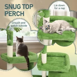 36in Cat Tree With Leaves, Multi-level Cat Tower With Cat Scratching Post Cozy Cat Condo, Padded Beds, Dangling Ball For Kittens And Indoor Cats Green -BlueBuffalo Sales Store GUEST 670c4cf3 3497 49f7 bf29 369882c46be2