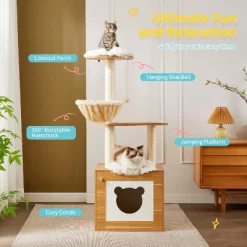 QuestaPack Modern Cat Tree Tower For Indoor Cats - 65" Tall Wood Condo With Hammock 11 QuestaPack Modern Cat Tree Tower For Indoor Cats - 65" Tall Wood Condo With Hammock -BlueBuffalo Sales Store GUEST 67498355 034d 438d 8be8 aa7ba479d372