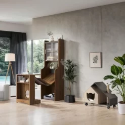 Gulches Mid-Century Modern Walnut Vintage Multi-use Cabinet With Cat Scratcher Bed Cat Friendly Furniture -BlueBuffalo Sales Store GUEST 683861c6 5ccf 4650 9fb1 032719903ed0