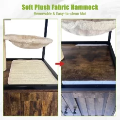 Acekool Cat Tree With Litter Box Enclosure, 57.5''H Cat Tower Cabinet On Wheels, Hidden Litter Corner, Condo, Hammock & Scratching Post, Retro Brown -BlueBuffalo Sales Store GUEST 685d3f7f f5c3 4039 b409 f2a75fdc204c