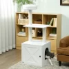 PawHut Cat Tree With Litter Box Enclosure For Indoor Cats With Scratching Posts, Bed, Climbing Platforms, Modern Style Pet Furniture, White