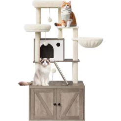 Litter Box Enclosure With Cat Tree Tower And Condo, Hidden Cat Washroom Furniture With Sisal Scratching Post & Soft Plush Perch -BlueBuffalo Sales Store GUEST 68a17145 dbe1 43e7 8513 287f24e08836