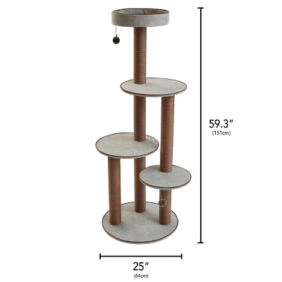 Two By Two Bloomfield - Gray Scratching Post Cat Furniture - 59.3 In. Tall 2 Two By Two Bloomfield - Gray Scratching Post Cat Furniture - 59.3 In. Tall - Image 2