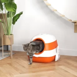 Akoasm Large Foldable & Easy Clean Two-Way Entrance Cat Litter Box With High Sides Lid, Air Freshener-Orange -BlueBuffalo Sales Store GUEST 69d24e73 8f9d 437a bc90 c990a08e06f1