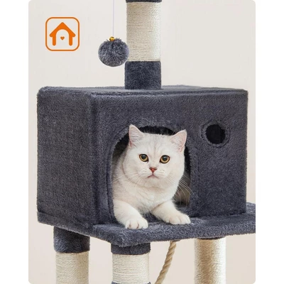 FEANDREA Cat Tree, Cat Tower For Indoor Cats, 56.3-Inch Cat Condo With Scratching Posts, Hammock, Plush Perch 2 FEANDREA Cat Tree, Cat Tower For Indoor Cats, 56.3-Inch Cat Condo With Scratching Posts, Hammock, Plush Perch - Image 2