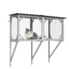 Akoasm 44.5 In. W Large Indoor Wooden Cat Cage With Bug Proof For Sunbathing, Napping & Overlooking-Gray