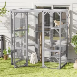Kumasinova 62.8" Outdoor Cat House With Dual Doors,Balcony DIY Cat Enclosure With Platforms,Weatherproof Cat Playpen With Climbing Poles For 1-3 Cats -BlueBuffalo Sales Store GUEST 6ae63e8c d837 456f 8d3b 211bac3c1e8b