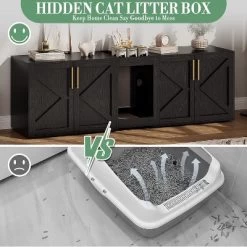 Cat Litter Box Enclosure With Double Room, Modern Hidden Litter Box Cabinet Cat Washroom Furniture For 2 Cats -BlueBuffalo Sales Store GUEST 6b20b2c8 5bd2 41a7 a317 973649240de9 1