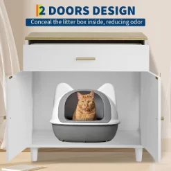 Cat Littler Box Enclosure, Litter Box Furniture Hidden With Scratching Board Doors & Storage Drawer, Cat House With End Table -BlueBuffalo Sales Store GUEST 6b3c5127 9a72 46f1 b79f 3d8d0a44ed83