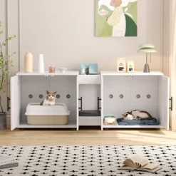 Whizmax Litter Box Enclosure For 2 Cats, Cat Hidden Litter Box Enclosure Furniture With Double Room, Wooden Enclosed Cat Litter Box Furniture,White -BlueBuffalo Sales Store GUEST 6b5e3109 7028 4023 9d2e d00f74c9b9c4